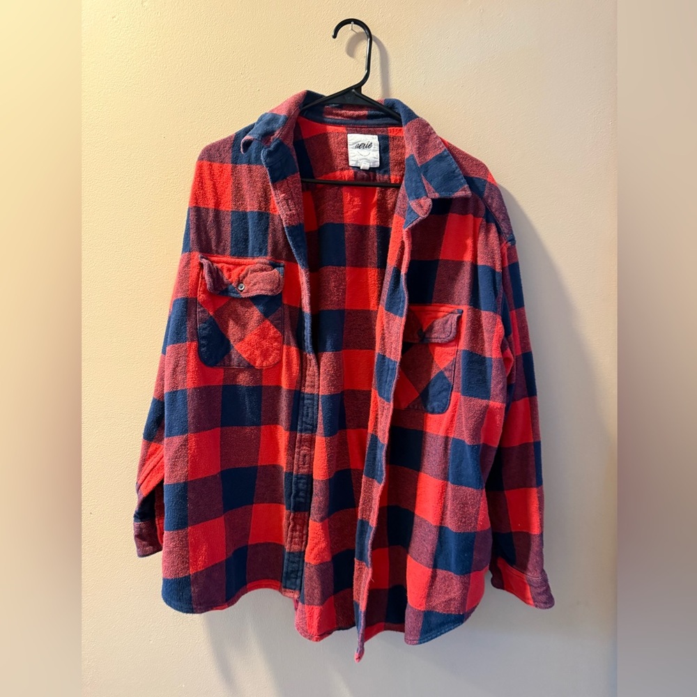 Aerie Plaid Top in Red and Navy